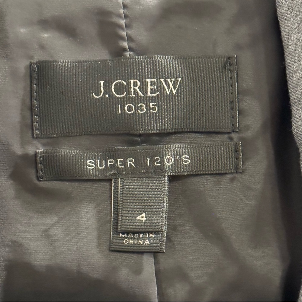 J. CREW Women’s 4 Gray Super 120’s Wool Single Button Campbell Blazer Career - Picture 3 of 8